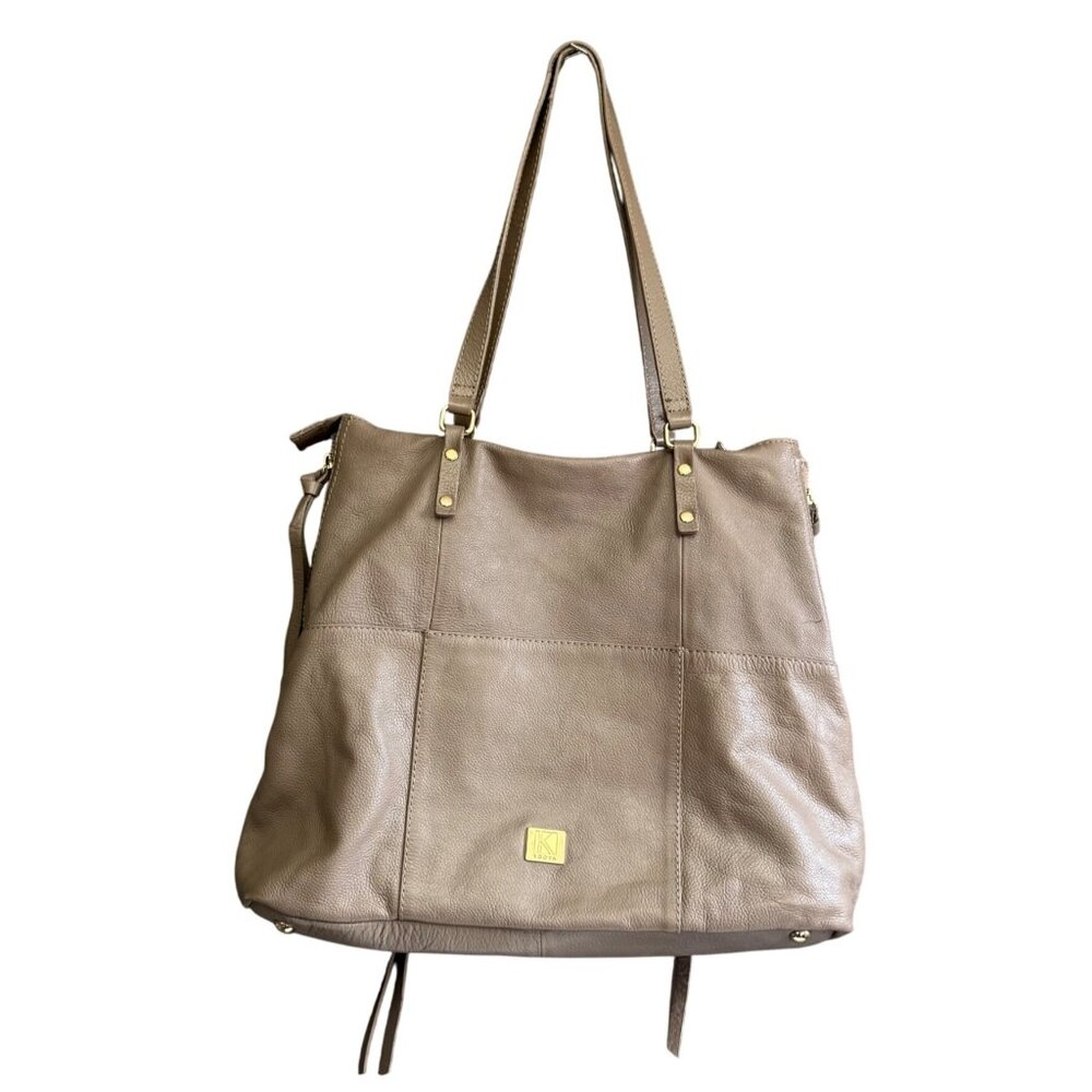 Kooba Leather Tote Bag With Dual Handles & Gold Hardware
